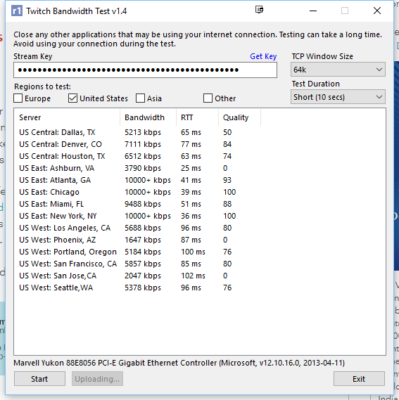 Twitch Bandwidth Test