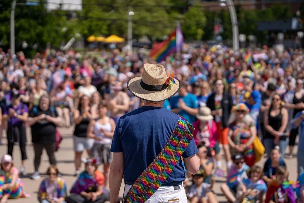 Speaking at the Pride March