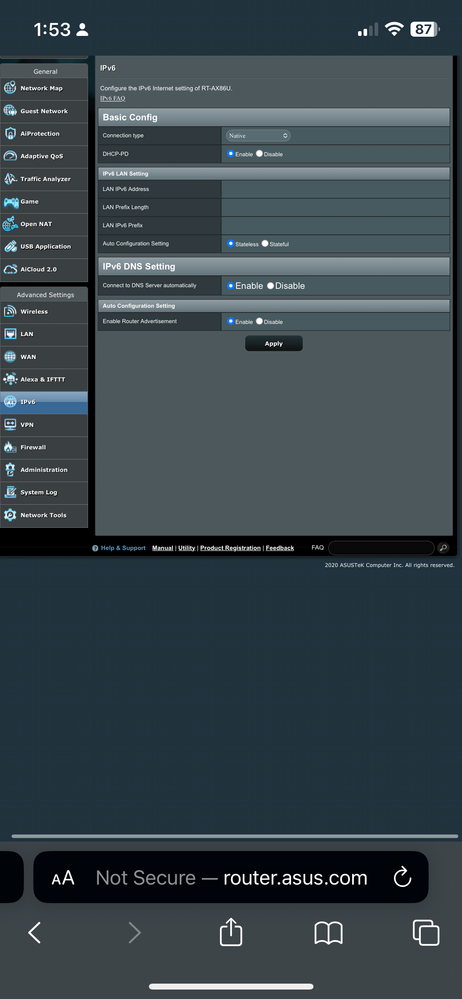 IPv6 setting