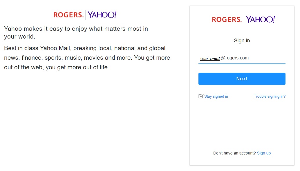 rogers yahoo email login page